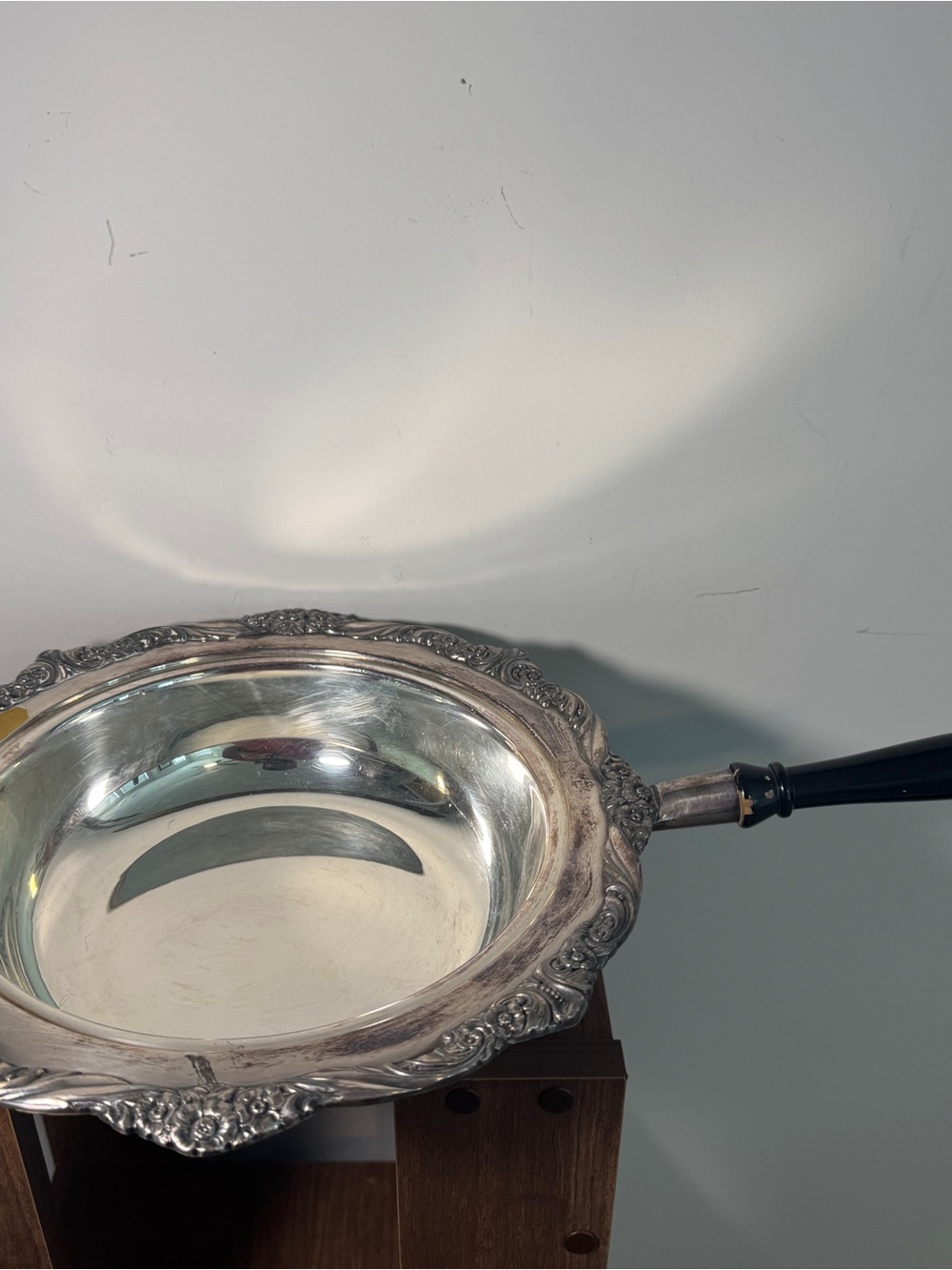 Ornate SILVERPLATE Pan FLOURISH Floral Edges Vintage Fancy